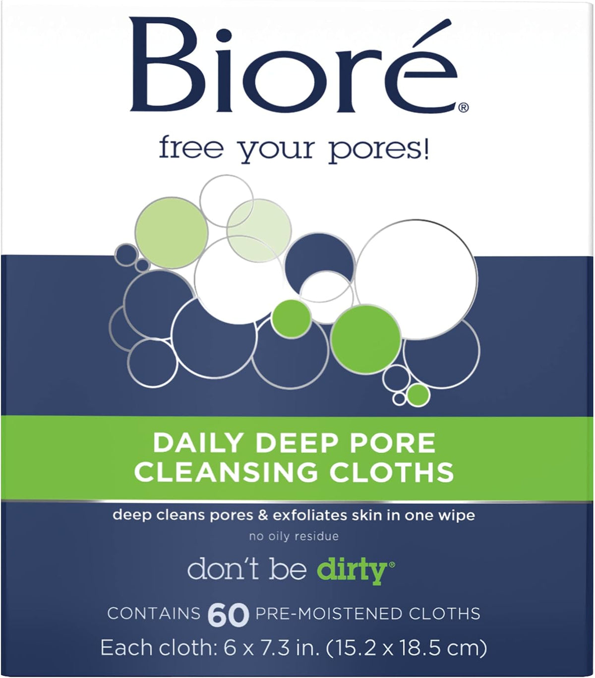 Biore Daily Makeup Removing Cloths packaging box 60 count