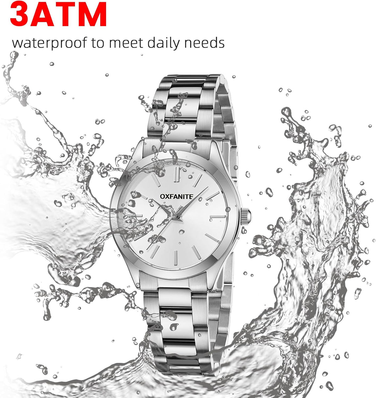 OXFANITE dainty diamond dress watch clasp and band detail