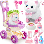 G.C electronic interactive stuffed cat with stroller front view