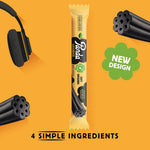 Finnish-made soft chewy black licorice bars nutrition label