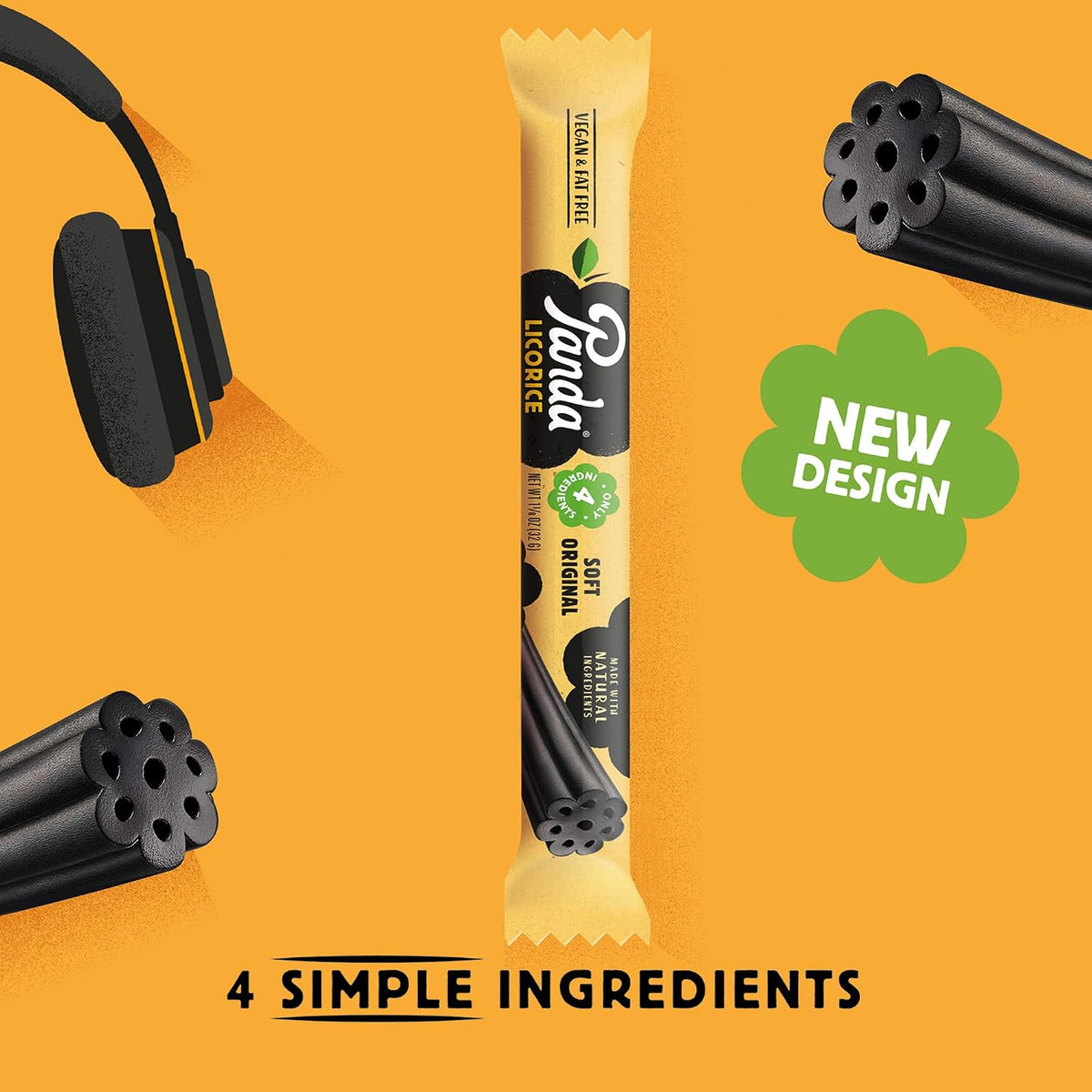 Finnish-made soft chewy black licorice bars nutrition label