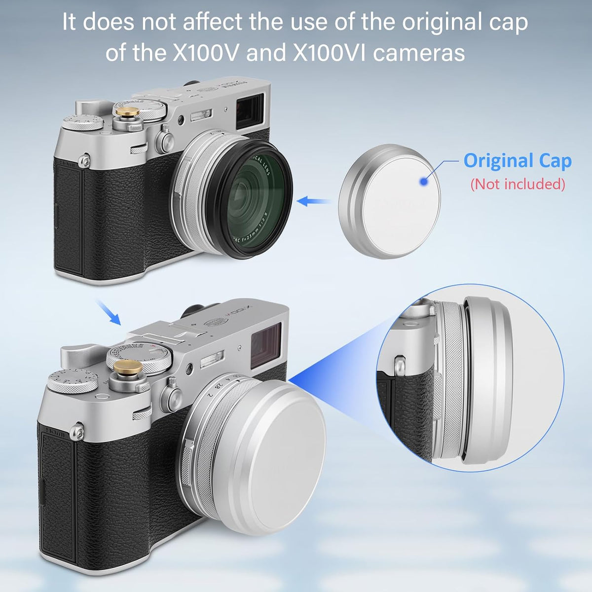 Haoge adapter ring featuring original lens cap attachment