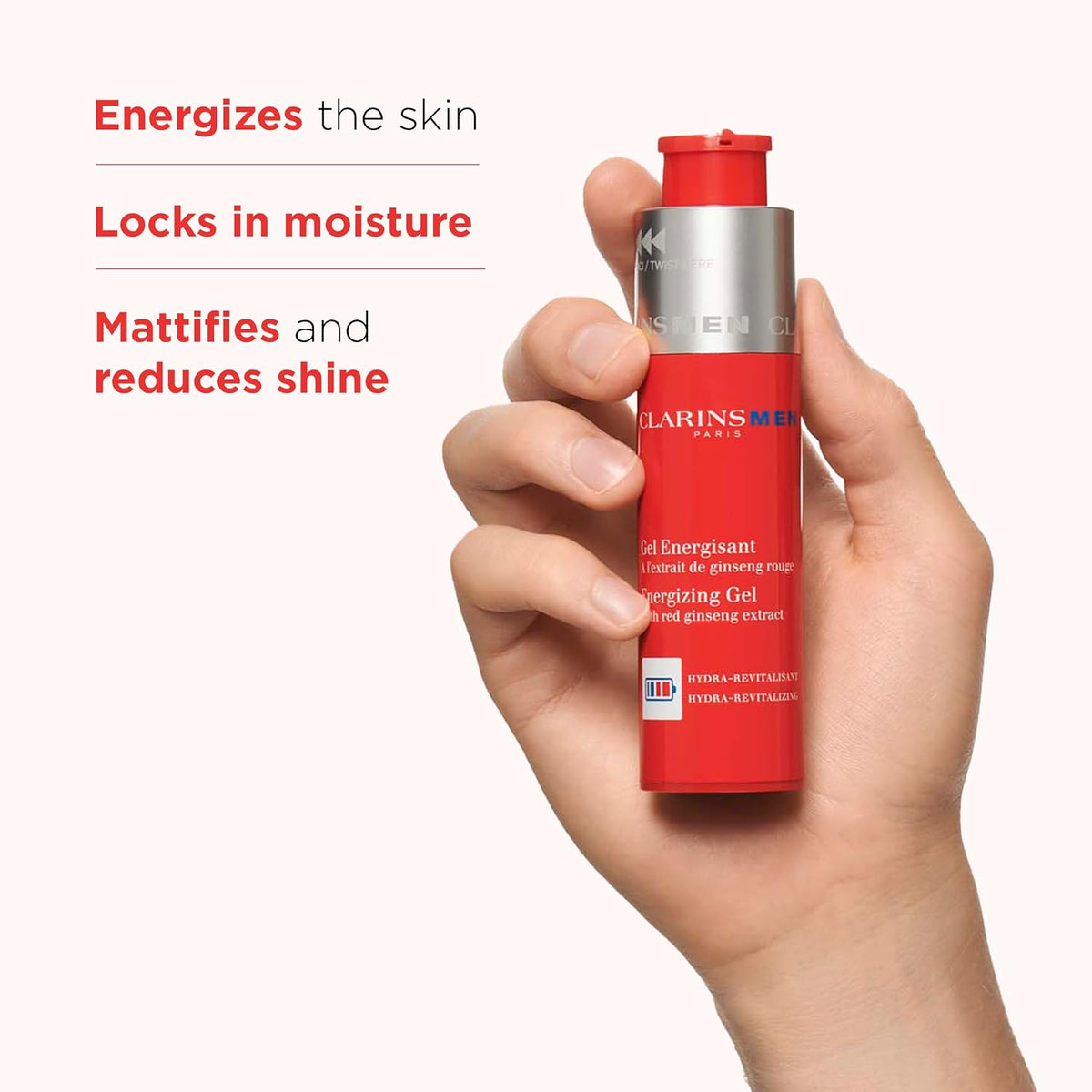 ClarinsMen Energizing Gel tube packaging showing 1.7 ounces size
