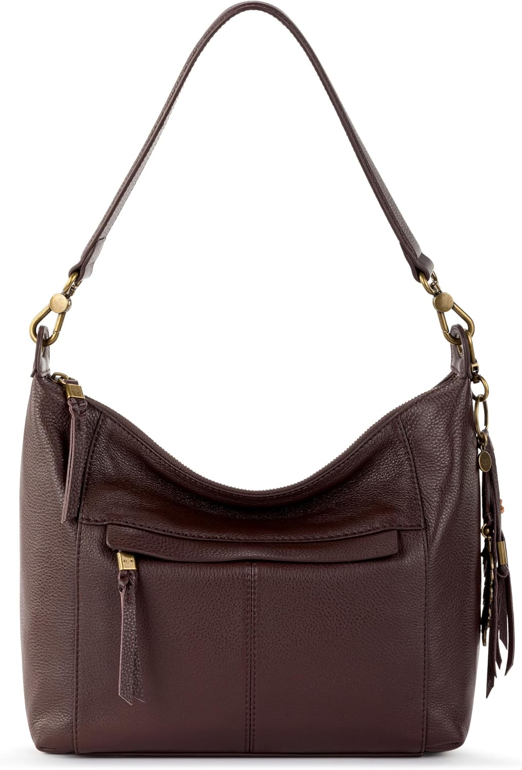 The Sak Alameda Hobo Bag front view in mahogany leather