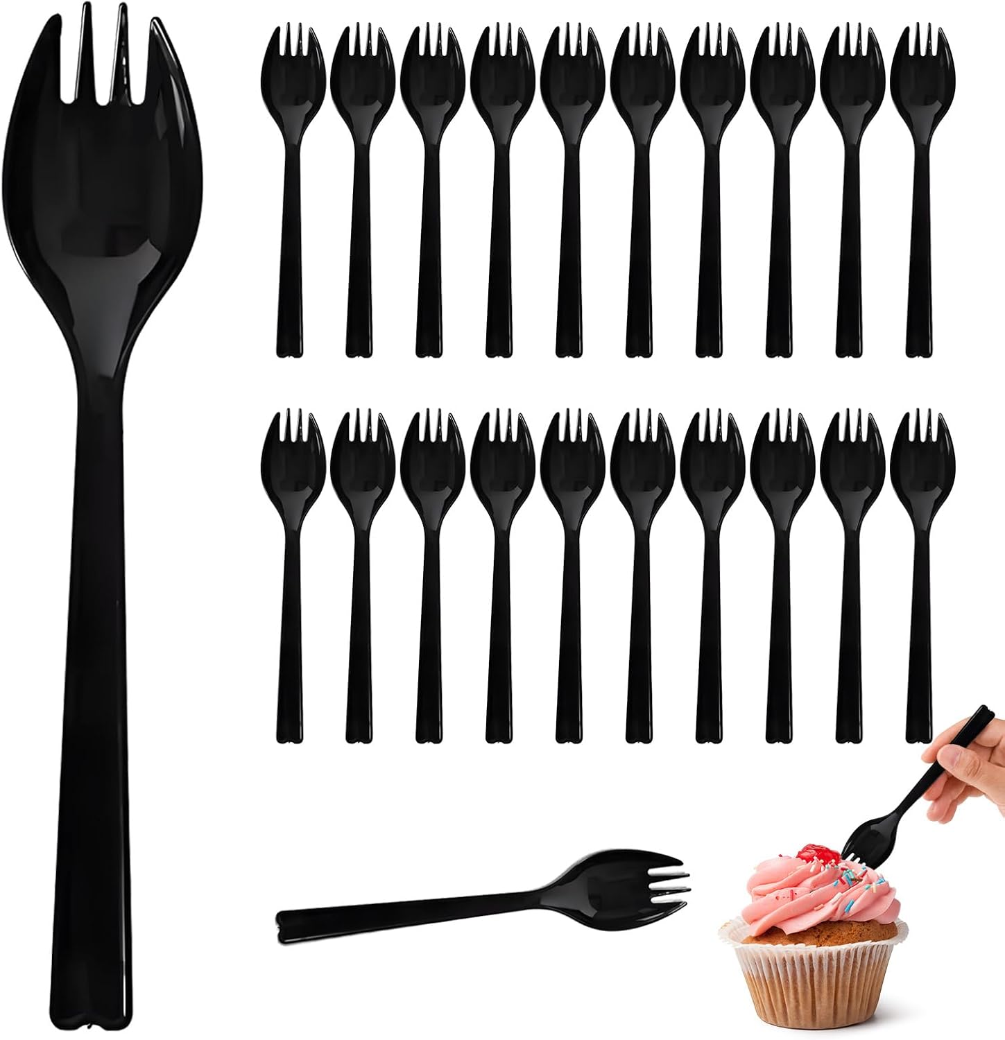 Cofimkate long handle plastic spork front view for party catering tableware