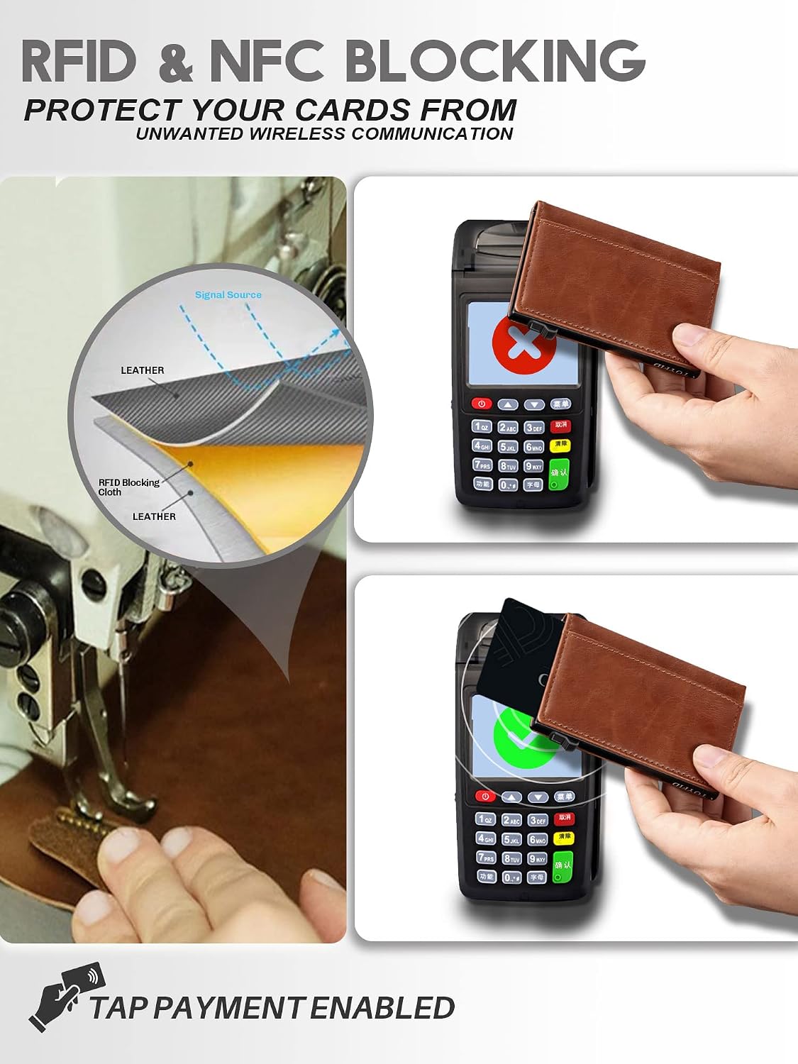 Toyfid card holder interior slots and cash pocket
