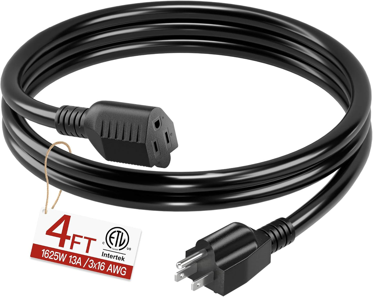 Skrizcable 16/3 25 FT Outdoor Extension Cord Waterproof, Black Power Cord | Weatherproof & Flame Retardant, 25 Foot Appliance Extension Cord Outside for Lawn & Garden, 13A 1625W 16AWG SJTW, ETL Listed - Image 9
