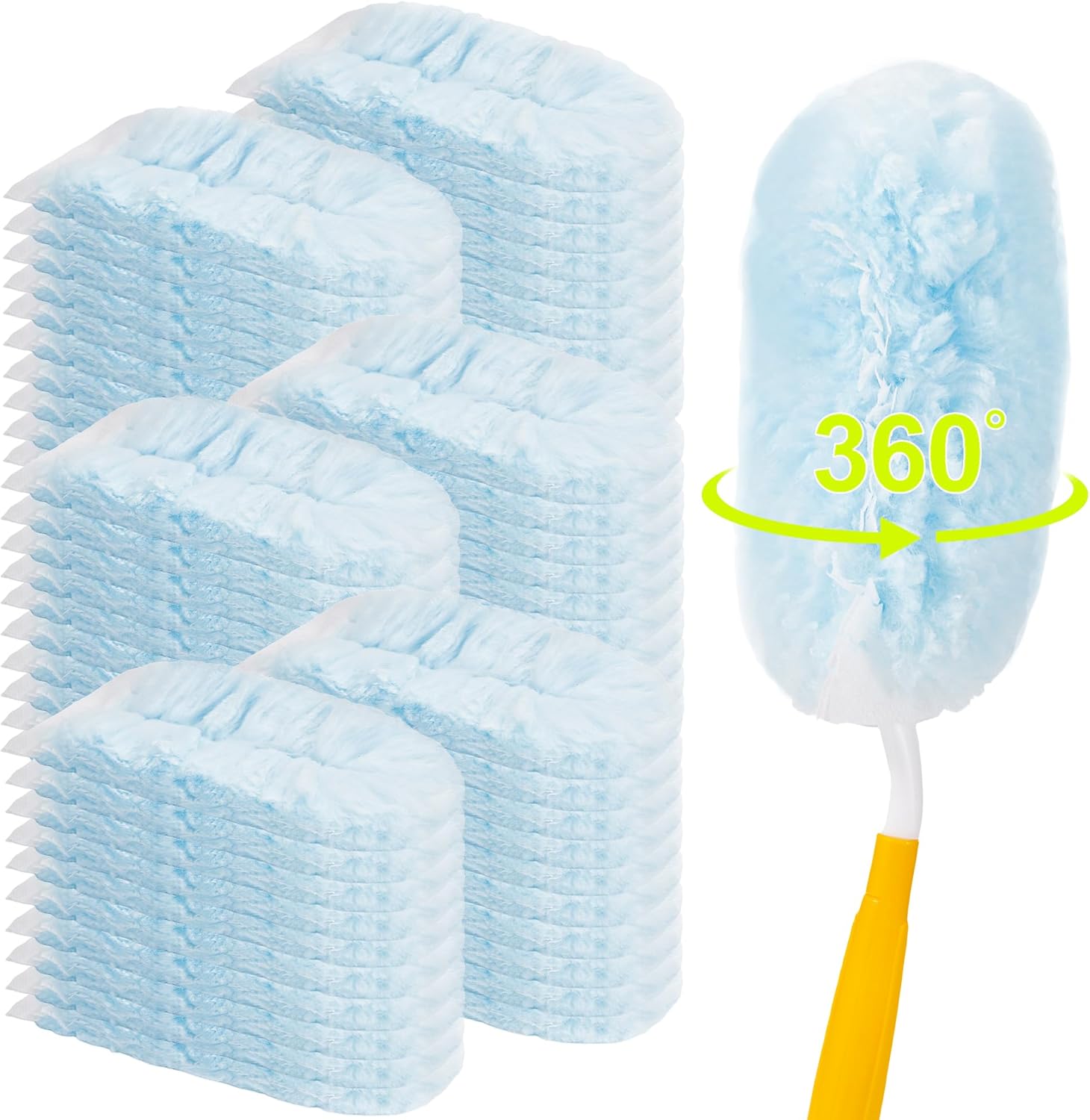 HAYEGO 60 Count Duster Refills front view of packaging with blue microfiber cleaning pads.