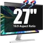 JEEETINTX magnetic computer privacy screen filter 27 inch front view on desktop monitor