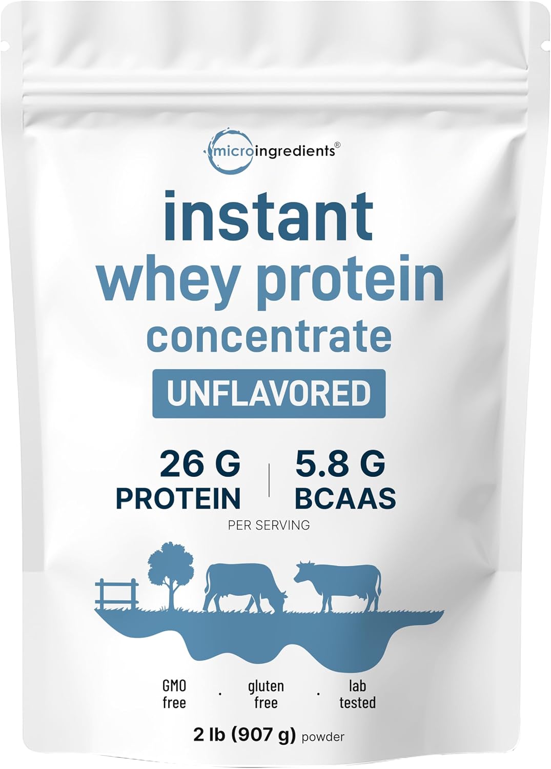 Micro Ingredients unflavored whey protein powder front view muscle supplement