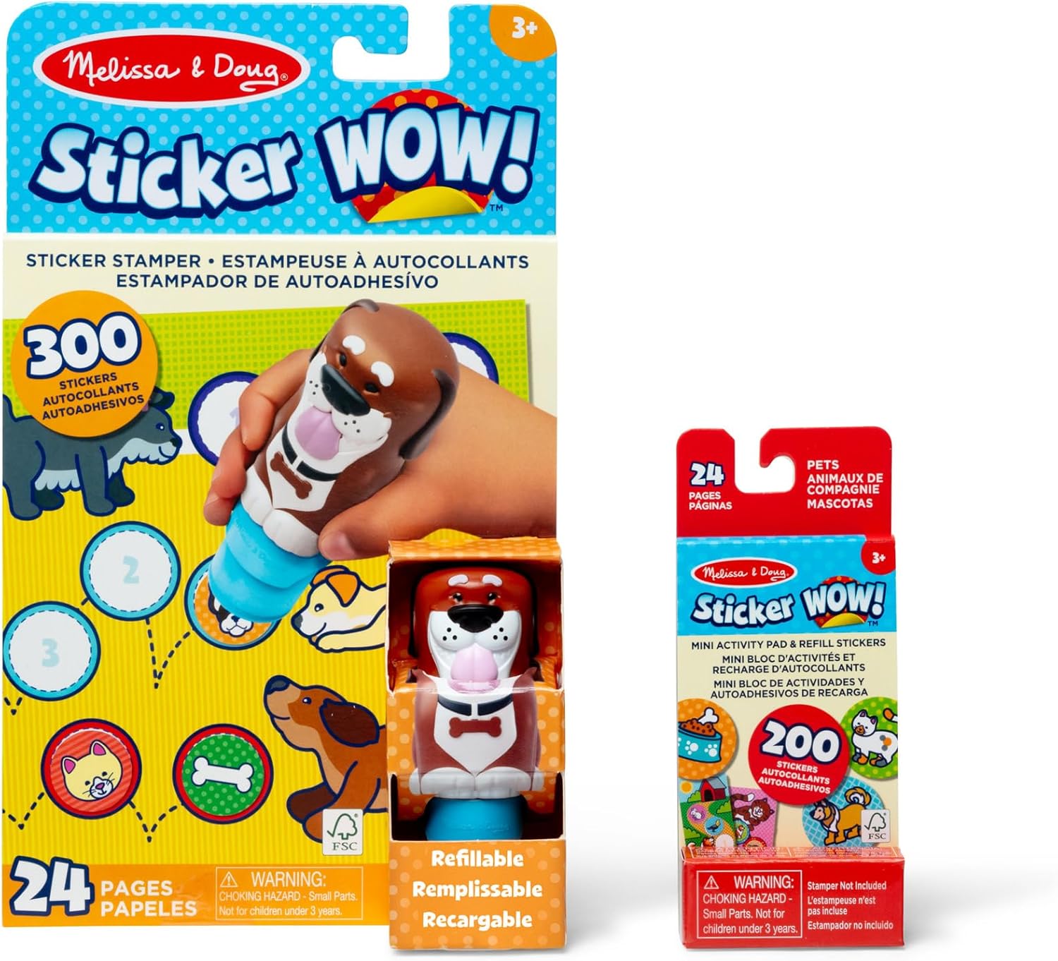 Melissa and Doug Sticker Wow Dog Bundle packaging front view showing Cocoa the dog stamper.