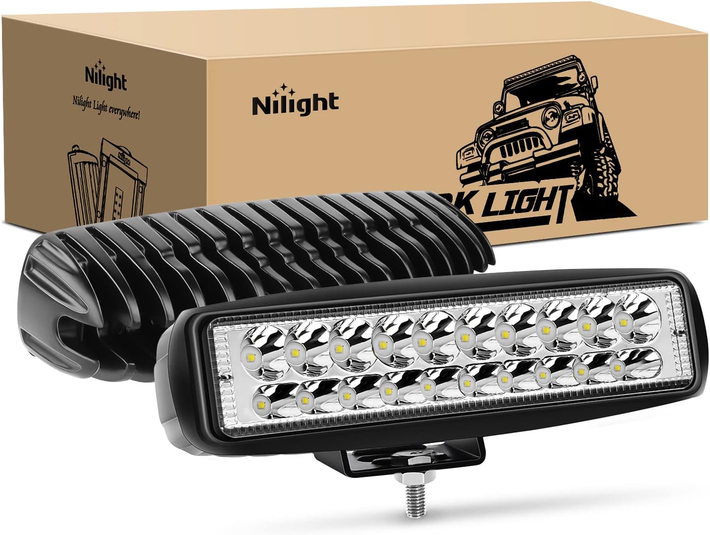 Nilight 6 inch 60W LED spot light pods front view