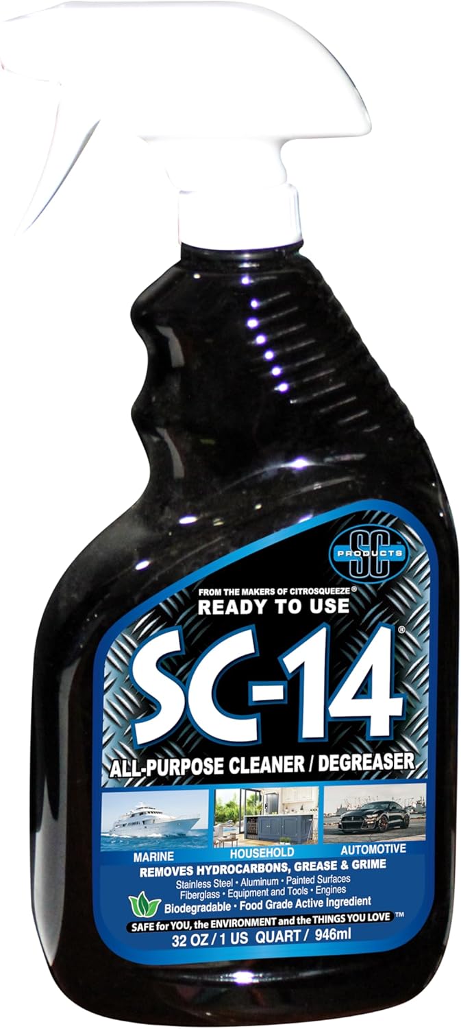 SC Products SC-14 All Purpose Cleaner and Degreaser 32 Ounce front bottle view showing non toxic labeling.