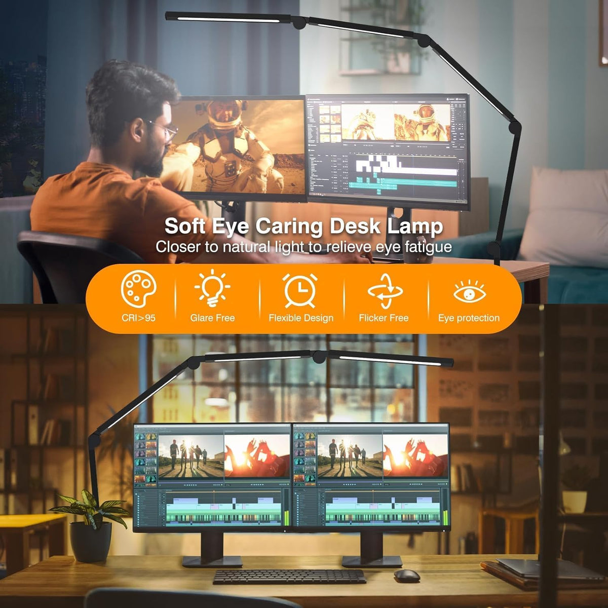 Touch-sensitive control panel on Ailbton LED desk light