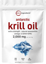 Micro Ingredients Antarctic krill oil 120 softgels pouch package overview