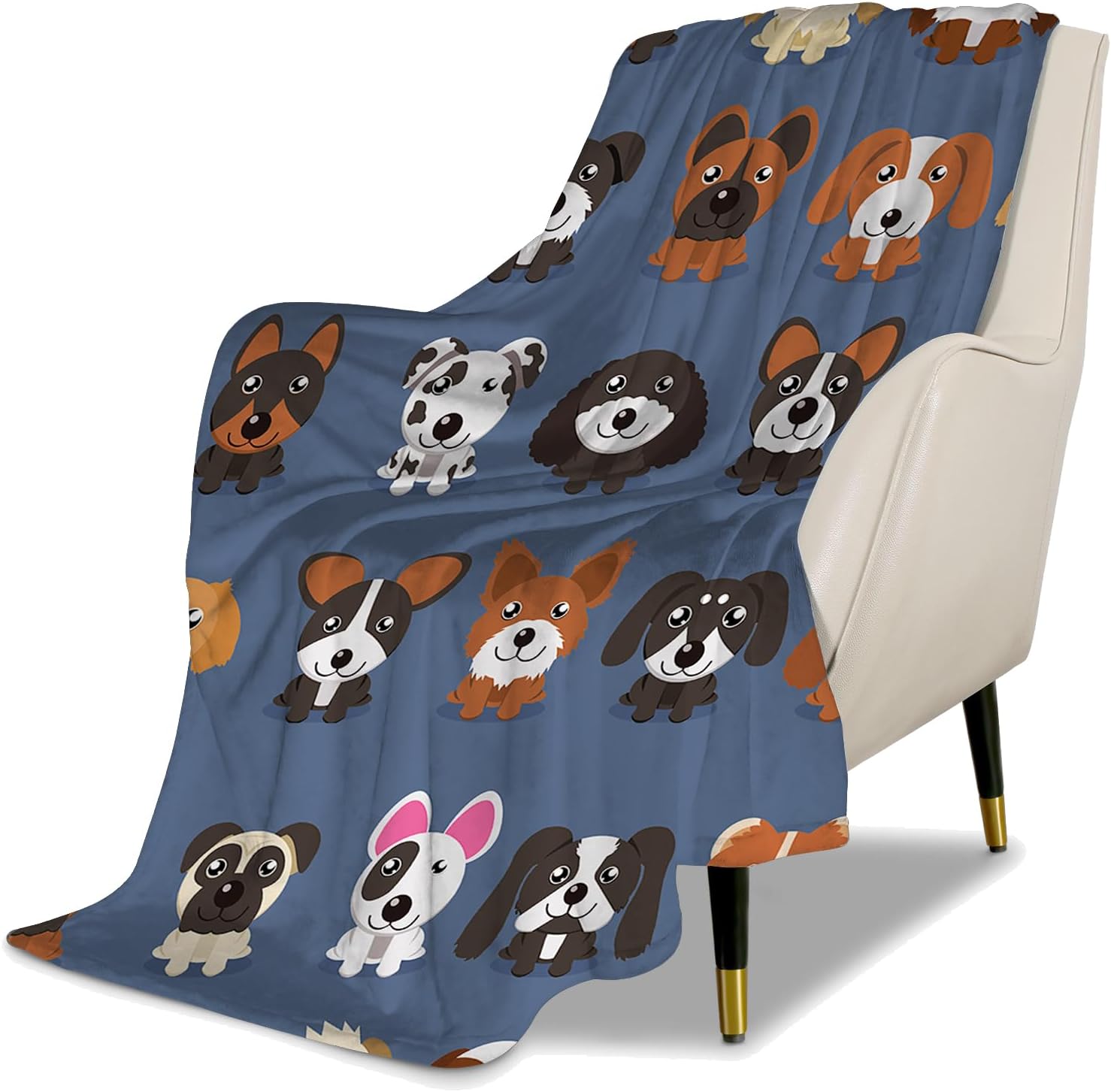Ugtewxu kids cute dogs puppies print throw blanket front view