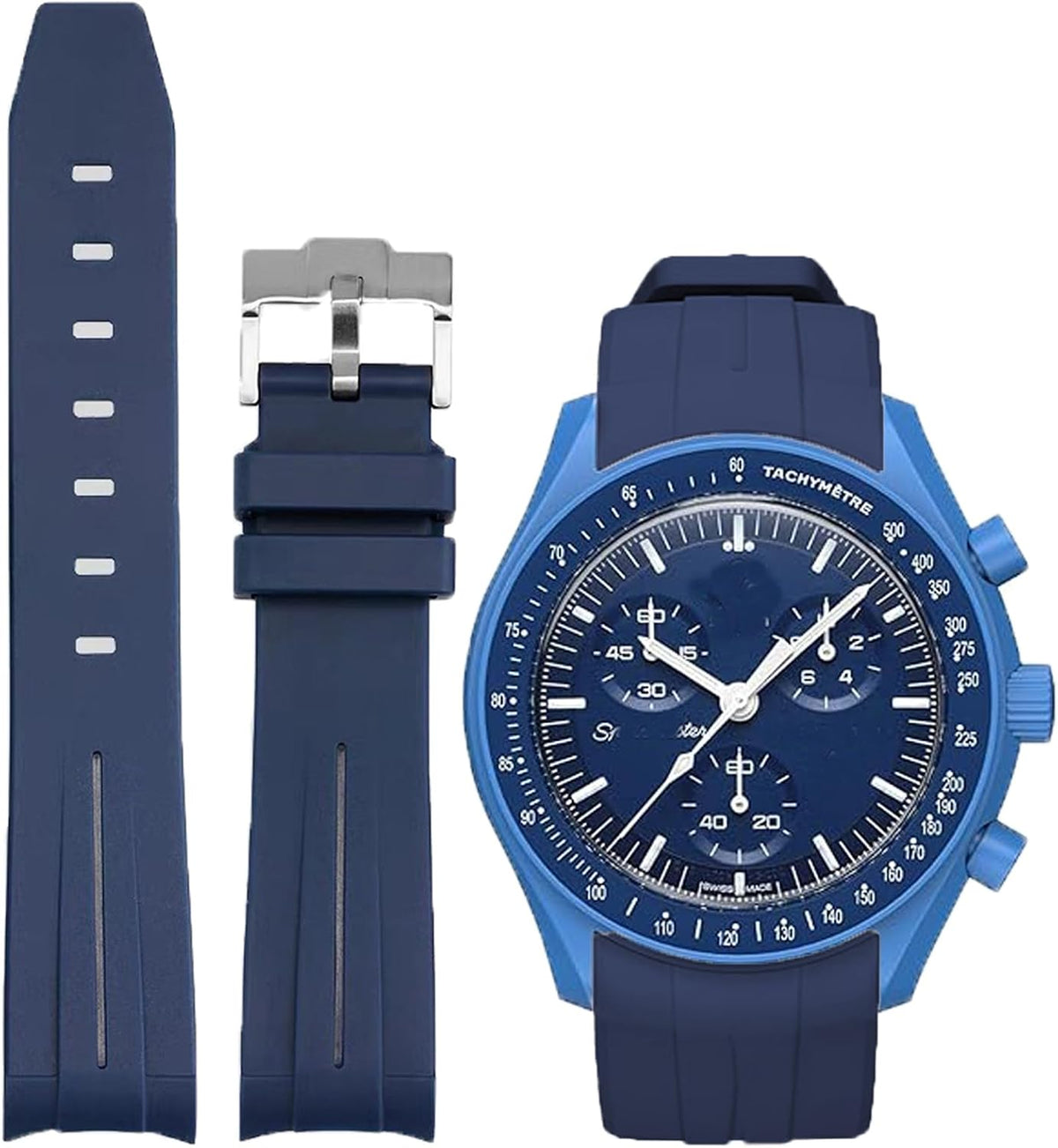Rubber Strap for Moonswatch Watch,Curved No Gap,Premium Soft Durable Silicone Rubber Band Compatible with Omega x Swatch MoonSwatch Speedmaster 20mm Replacement Band Strap for Men Women - Image 12