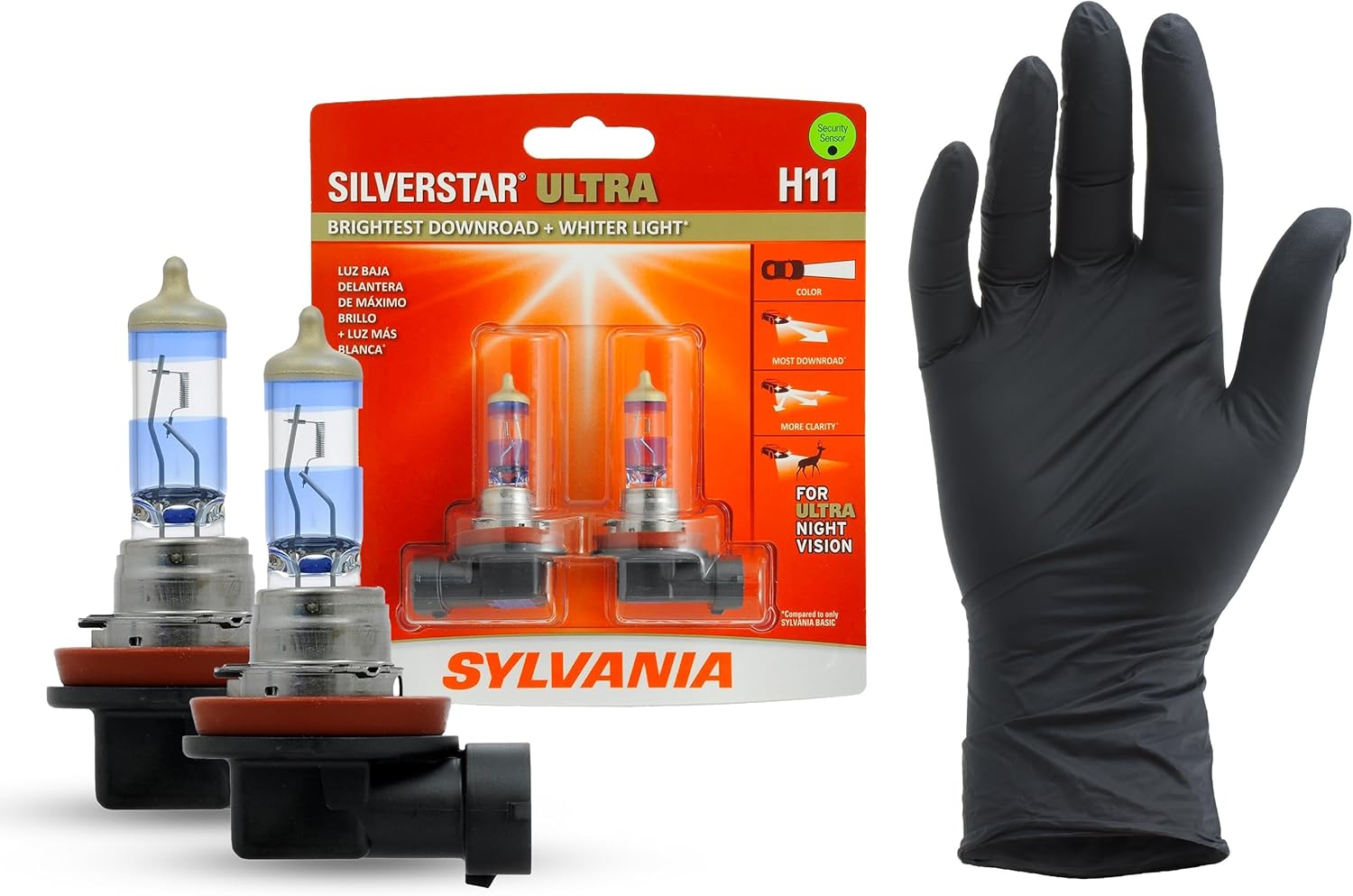 Sylvania H11 SilverStar Ultra halogen bulbs packaging front view