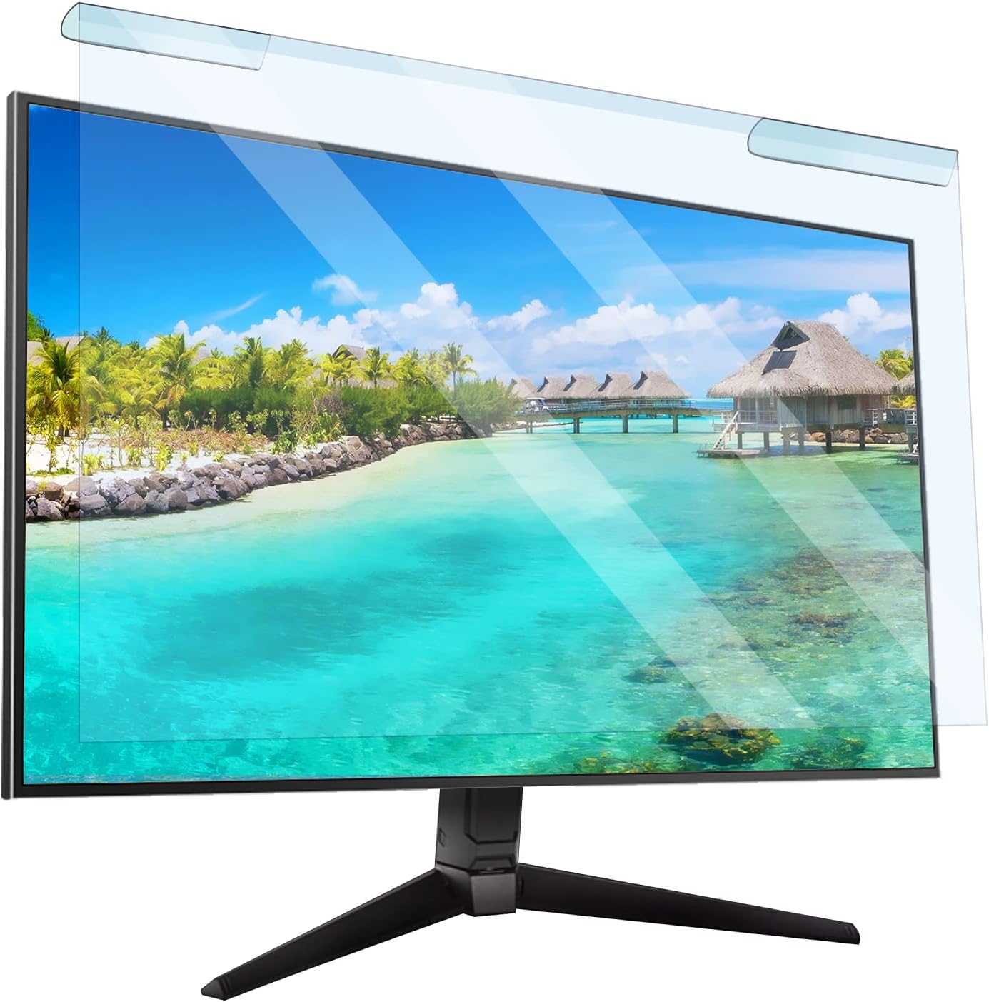 FRONCS Anti Blue Light Screen Filter front view on a desktop computer monitor