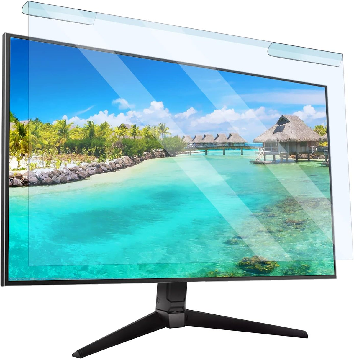 FRONCS Anti Blue Light Screen Filter front view on a desktop computer monitor