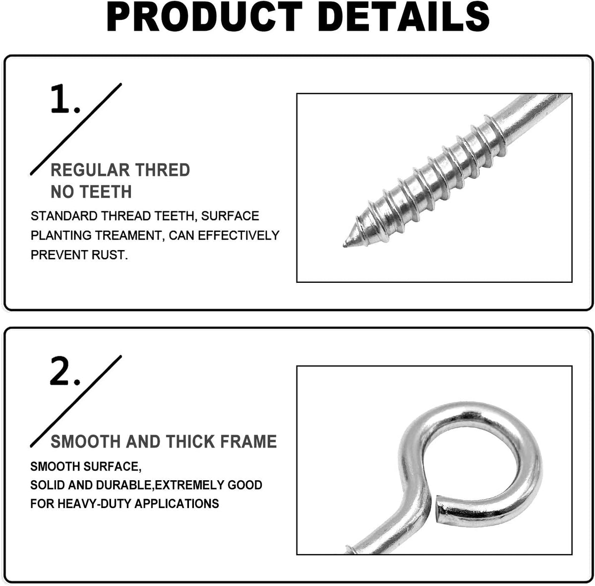 YGAOHF stainless steel eye screws threaded shaft detail