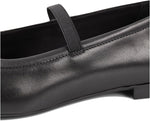 Vagabond women black leather flat showing elastic strap detail