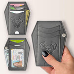 Lazy Skull goth wallet open displaying card slots and ID window