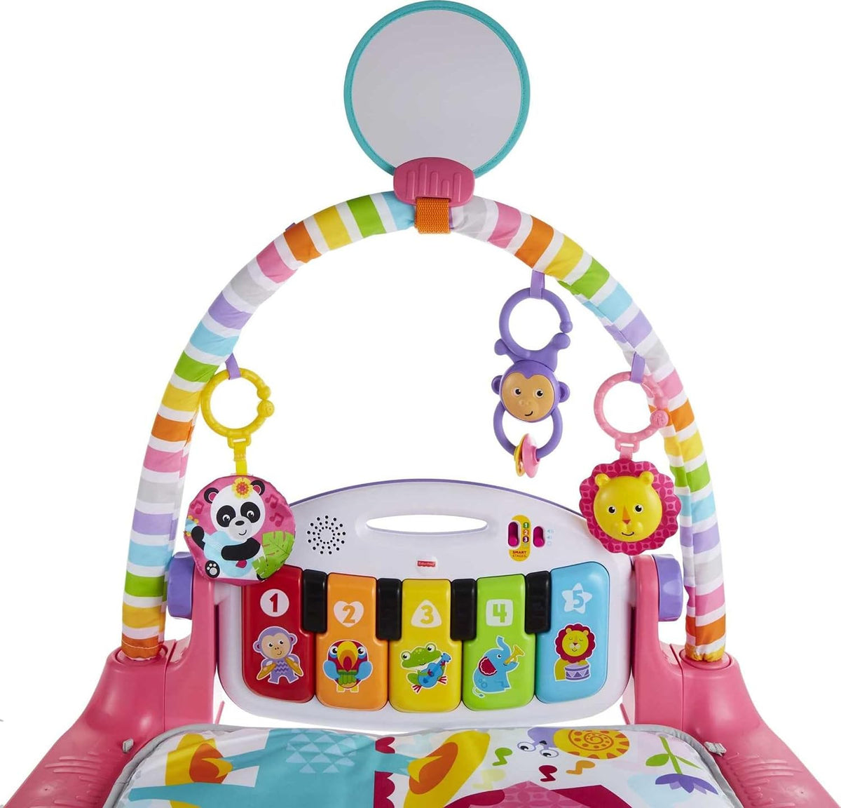 Fisher-Price deluxe kick and play piano keys close up