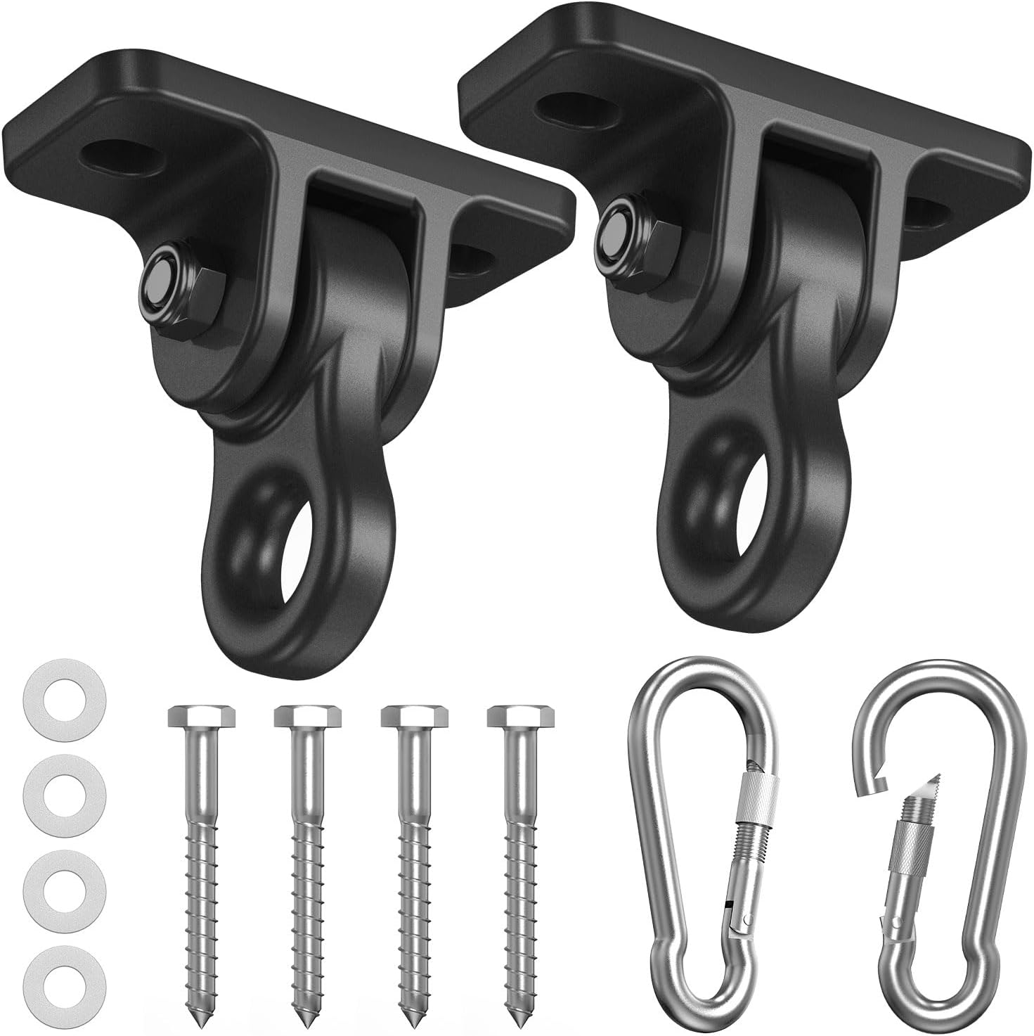 ITCPRIM heavy duty swing hangers front view displaying the black alloy steel bracket and mounting hardware.