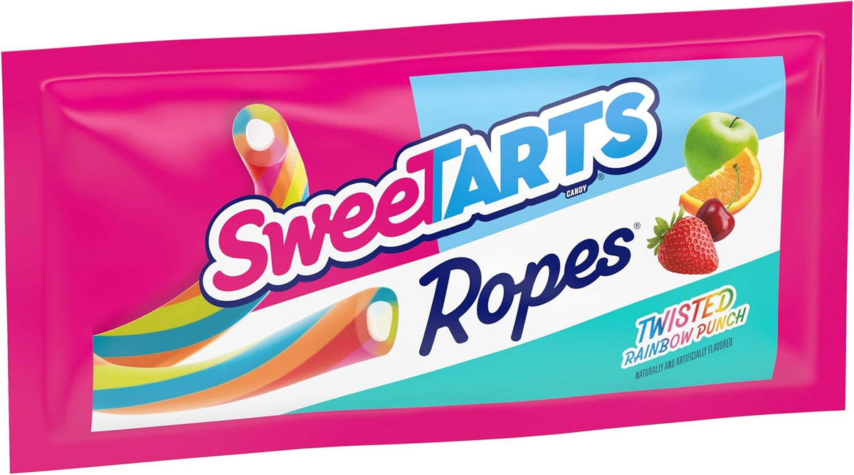 SweeTARTS Ropes snack bag packaging back label with ingredients and nutrition facts