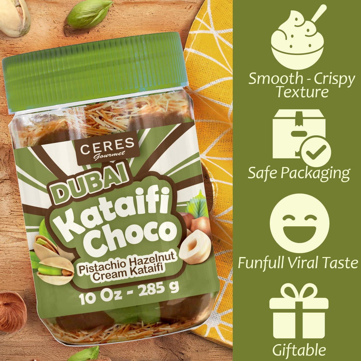 Ceres Gourmet spreadable chocolate jar held in hand
