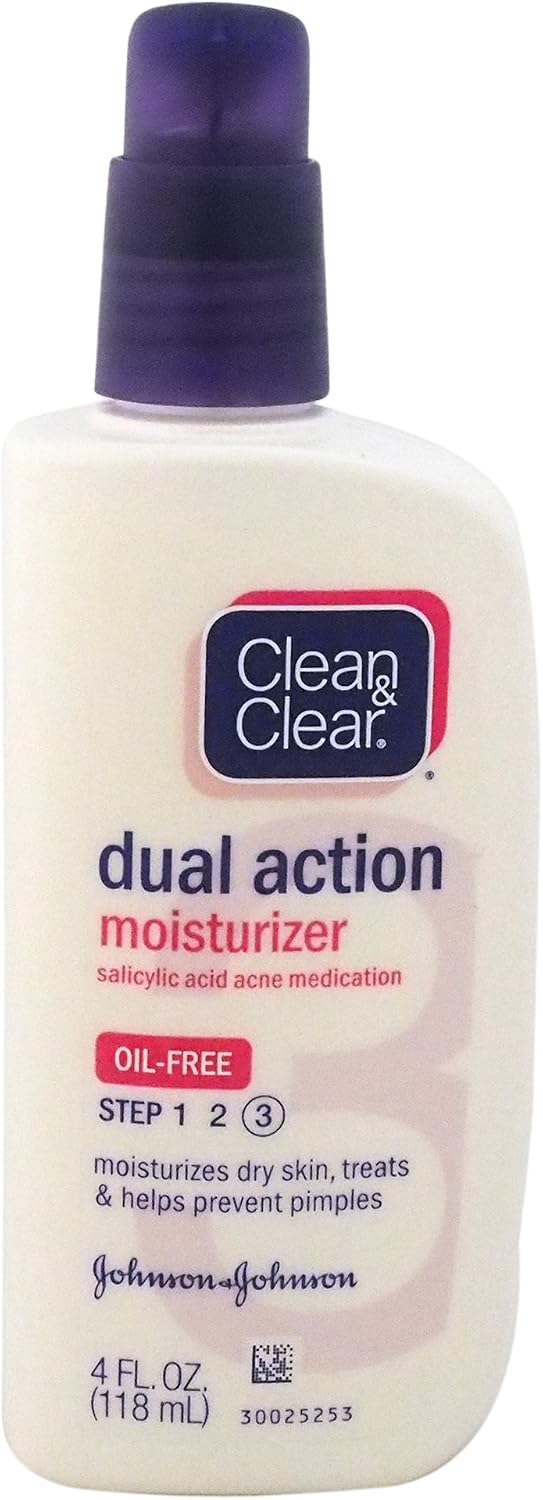 Clean & Clear Essentials Dual Action Facial Moisturizer with Salicylic Acid Acne Medication to Treat Acne and Prevent Pimples, Oil Free Face Moisturizer Cream for Acne-Prone Skin, 4 oz - Image 1