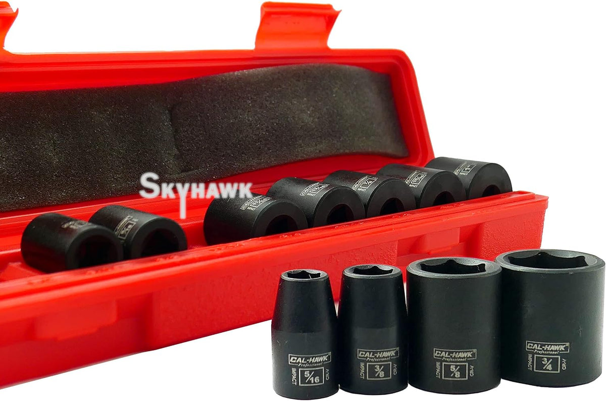 Cal-Hawk 12 piece socket set in molded plastic case