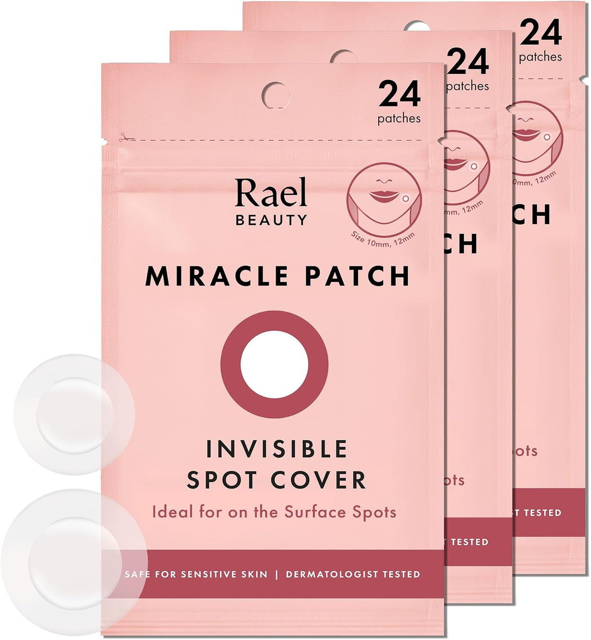 Rael Pimple Patches - Miracle Overnight Spot Cover, Thicker & Extra Adhesion, Hydrocolloid Acne Pimple Patch for Face, Zits & Blemishes, Korean Skin Care, 3 Sizes (104 Count) - Image 12