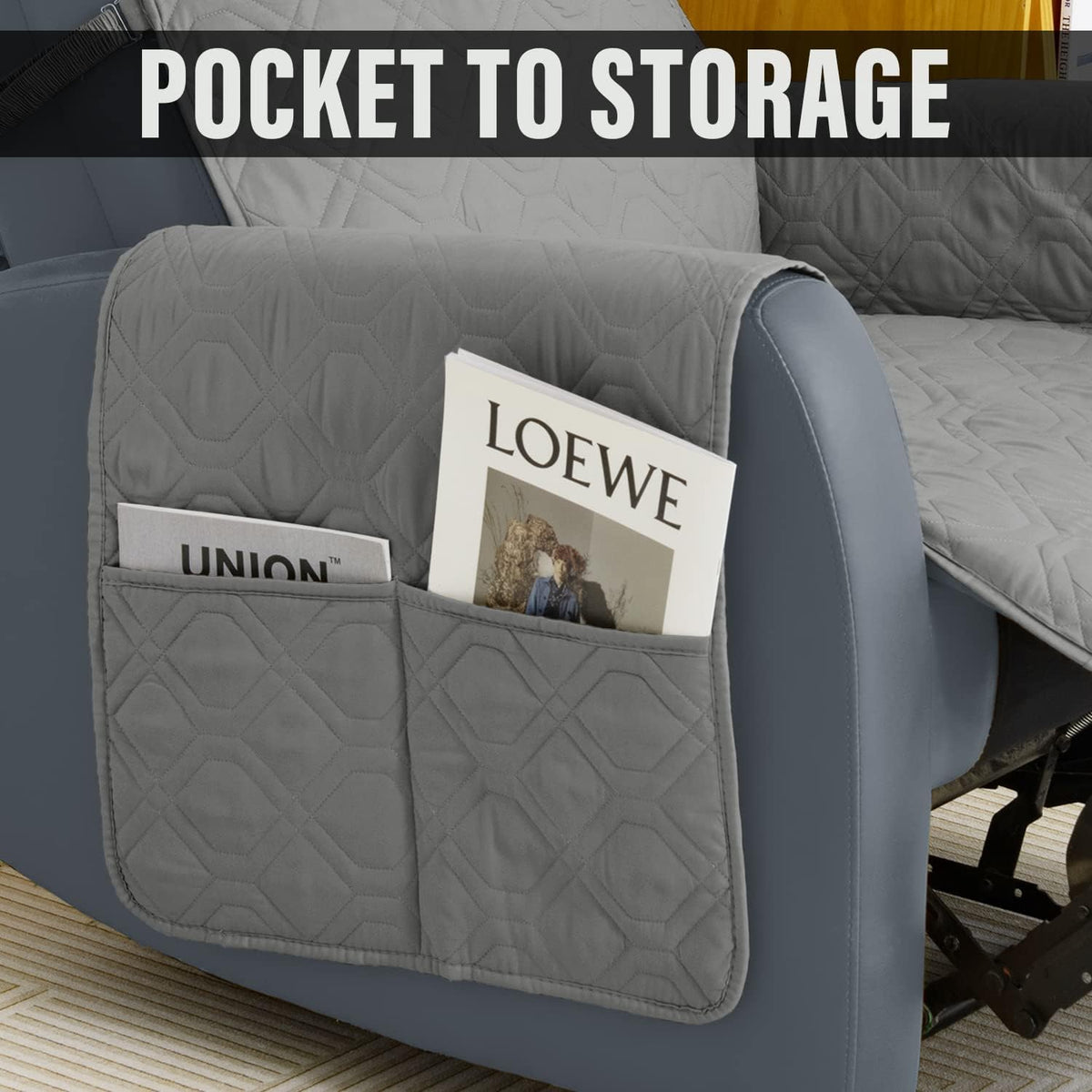 Softown grey recliner slipcover waterproof fabric close up