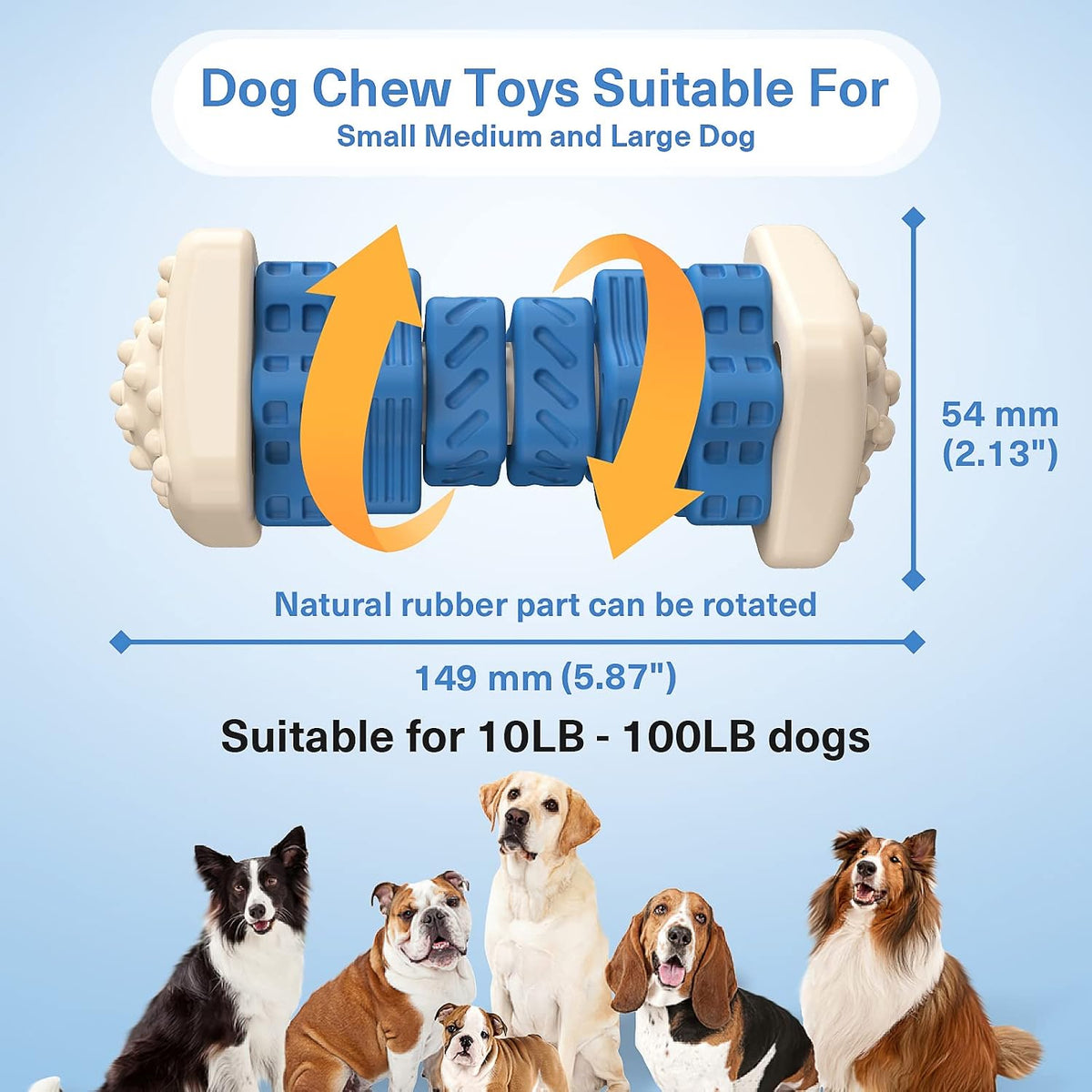 AOZOOM indestructible blue rubber dog toy close up