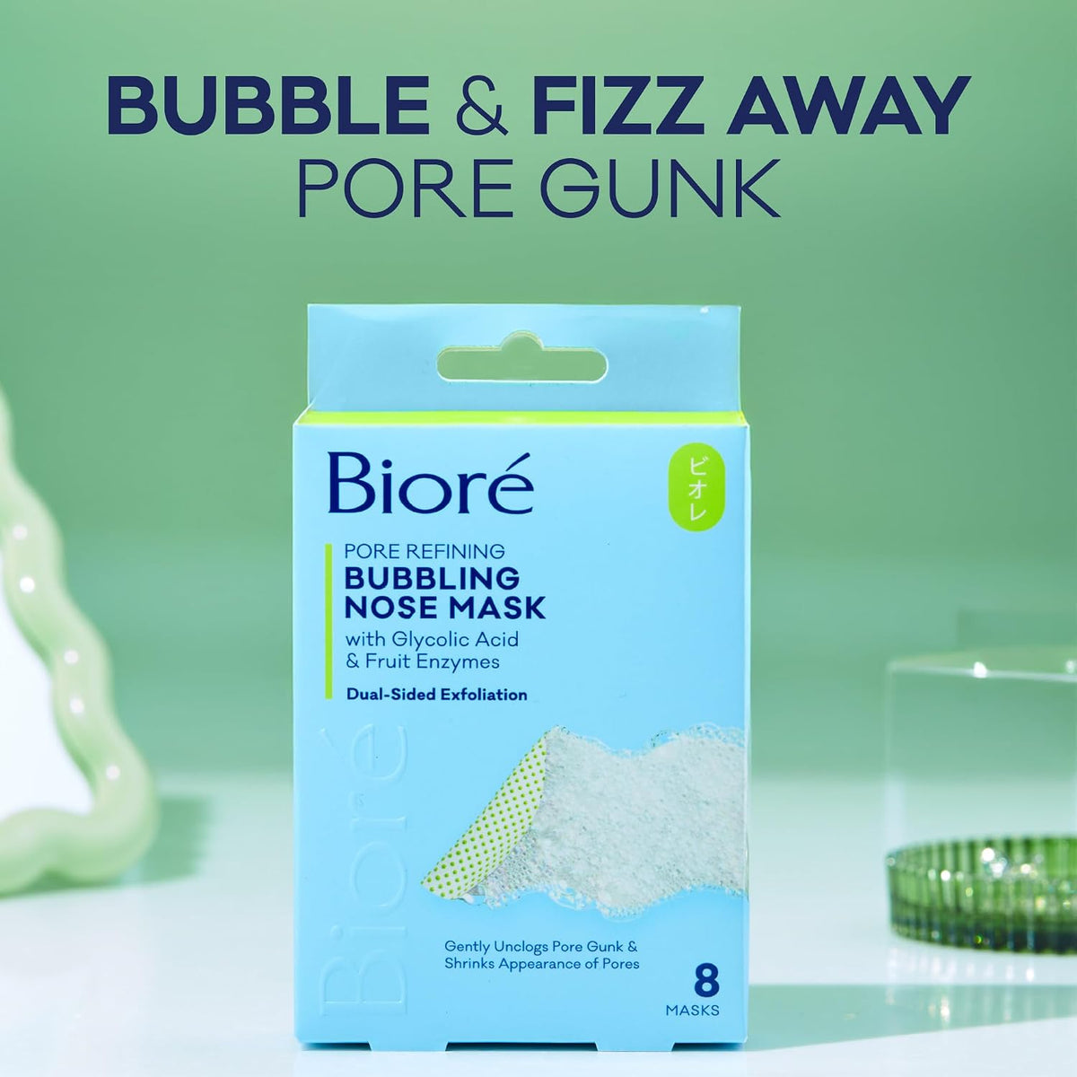 Bioré bubbling nose mask 8 count box view