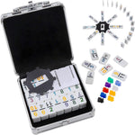 Homwom Mexican Train Dominoes set front view in aluminum case
