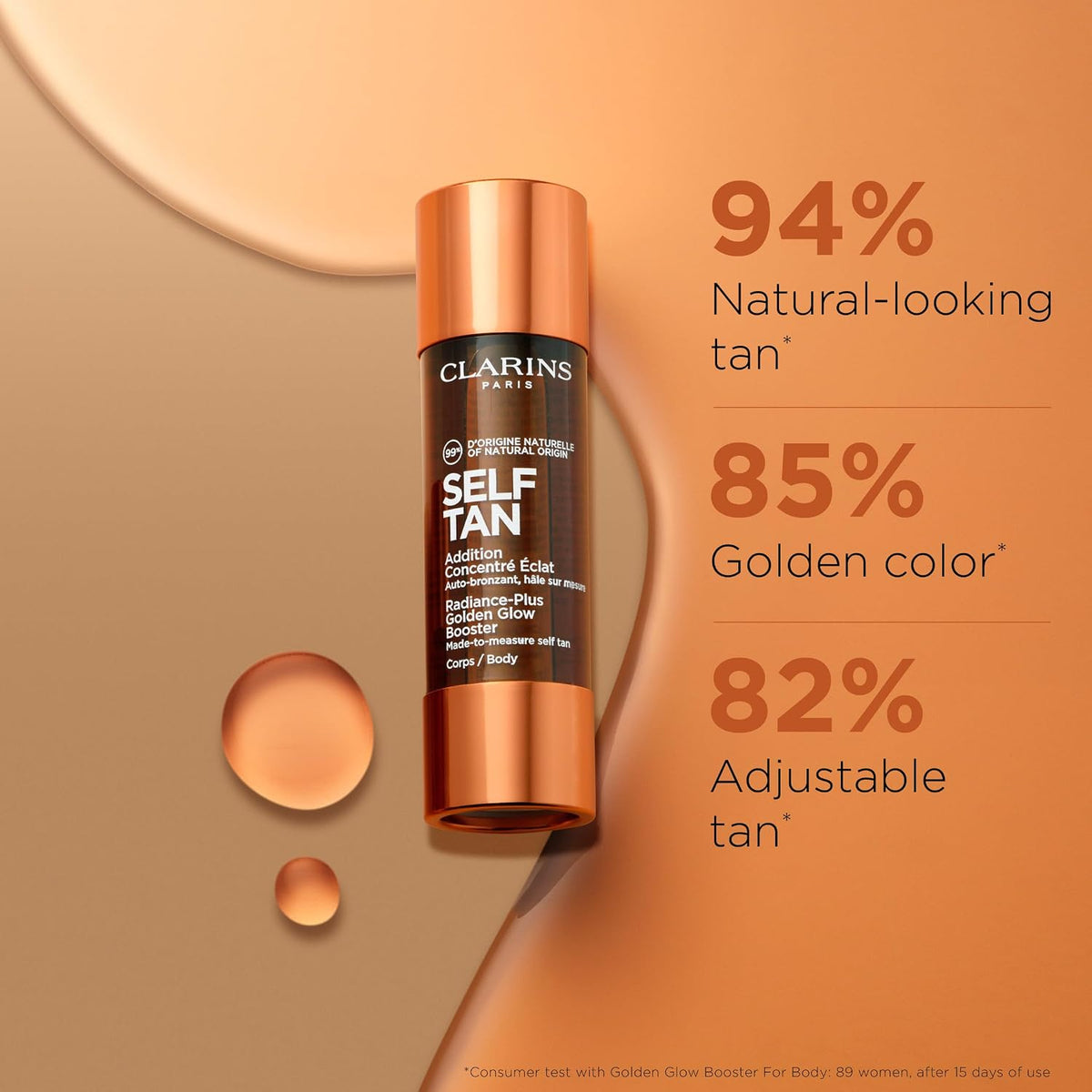 Clarins self tanning body booster bottle packaging angle