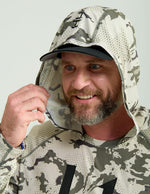 Huk pursuit hoodie hood detail and neck line