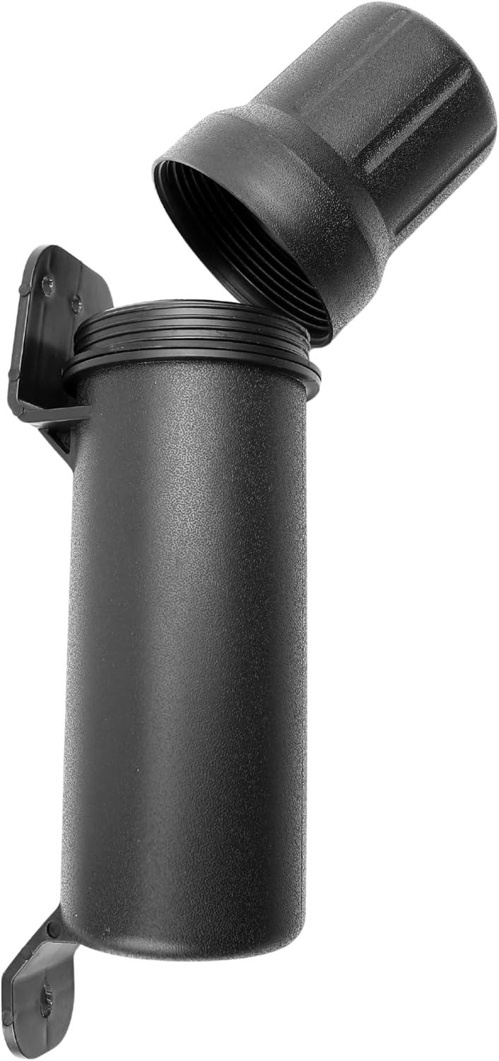 Marsrut waterproof motorcycle tool tube holder front view showcasing the rugged black finish