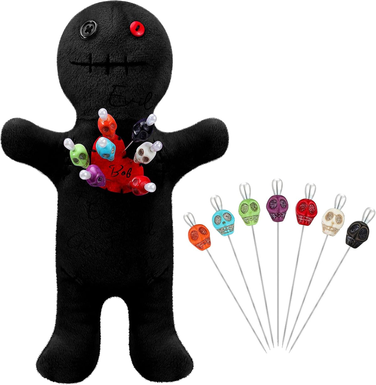 Kathfly 8 Pcs Voodoo Doll Set 7" Voodoo Horror Doll with 7 Pcs Skull Pins Creepy Ghost Dolls Revenge Stress Relieving Inspirational Positive Ornament Gift for Friend Coworkers Birthday Gifts(Purple) - Image 9