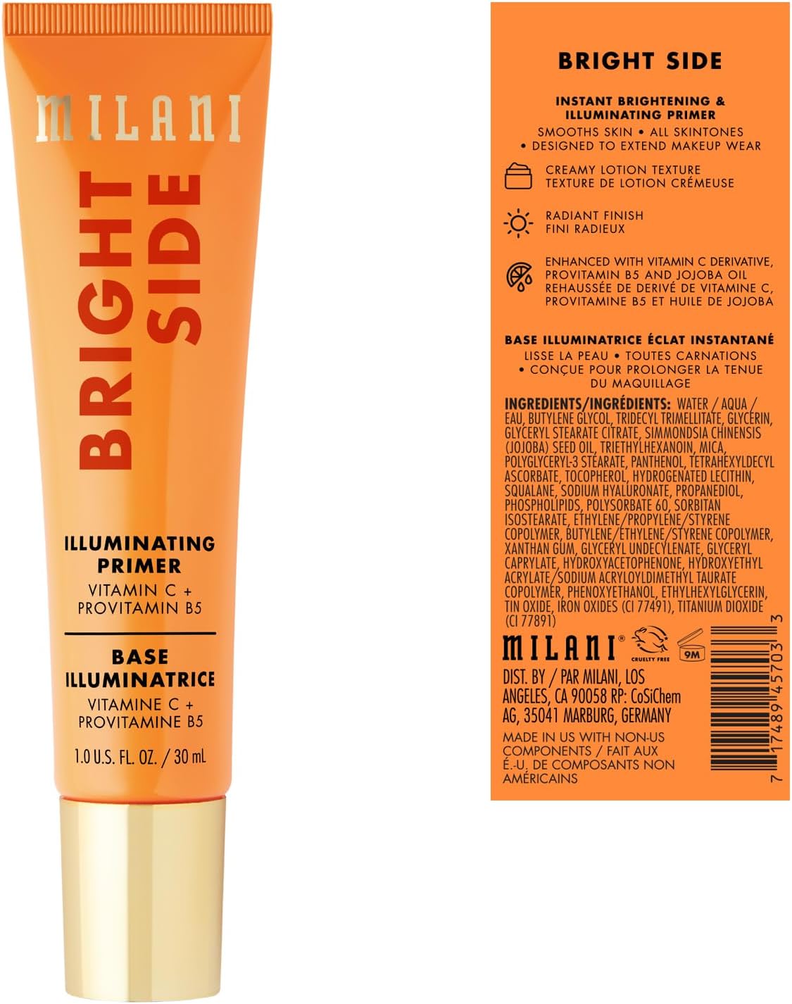 Milani illuminating face primer texture swatch on skin
