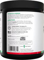 Rule 1 Fruits and Greens powder ingredient highlights graphic