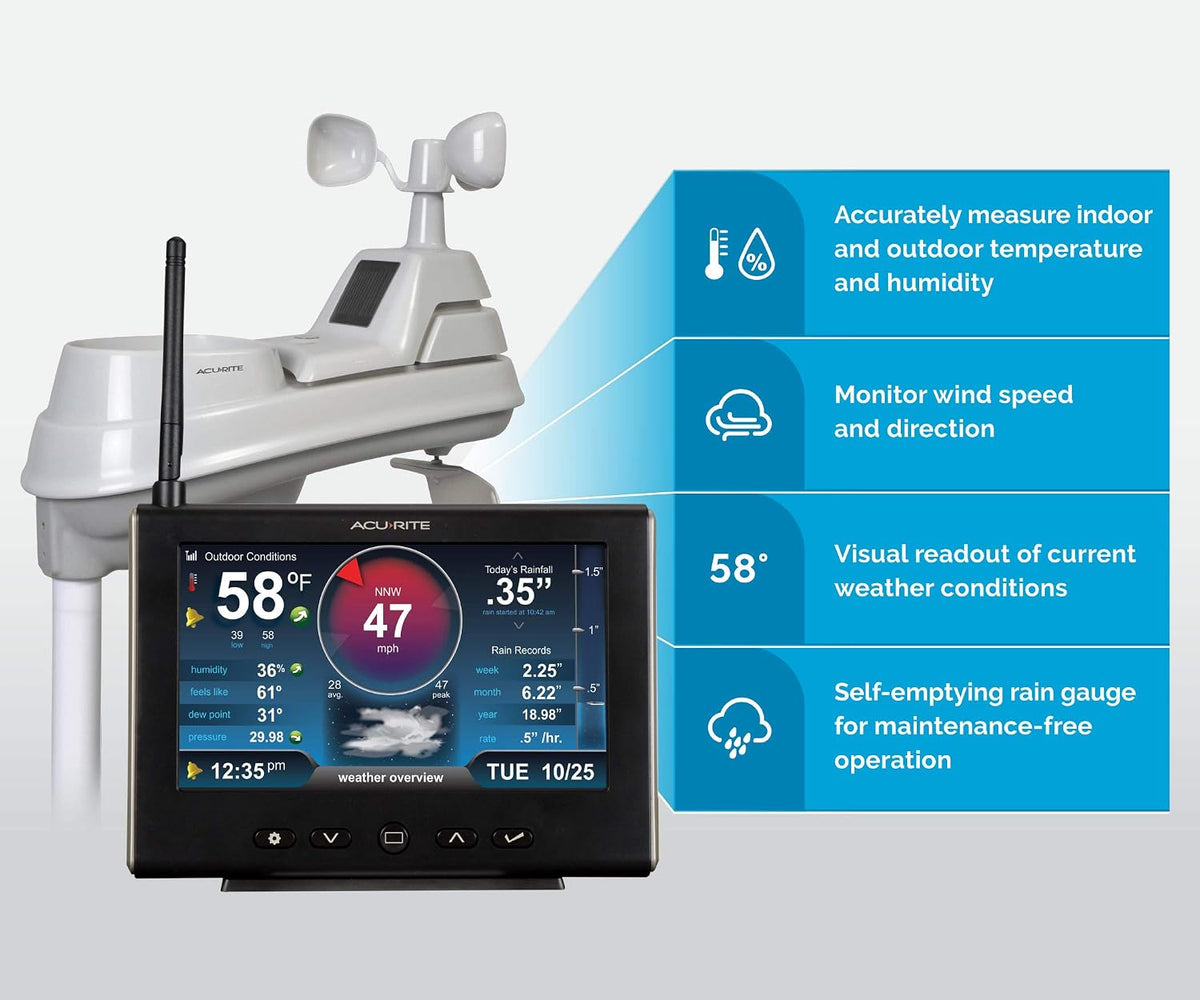 AcuRite digital weather station indoor console angle view