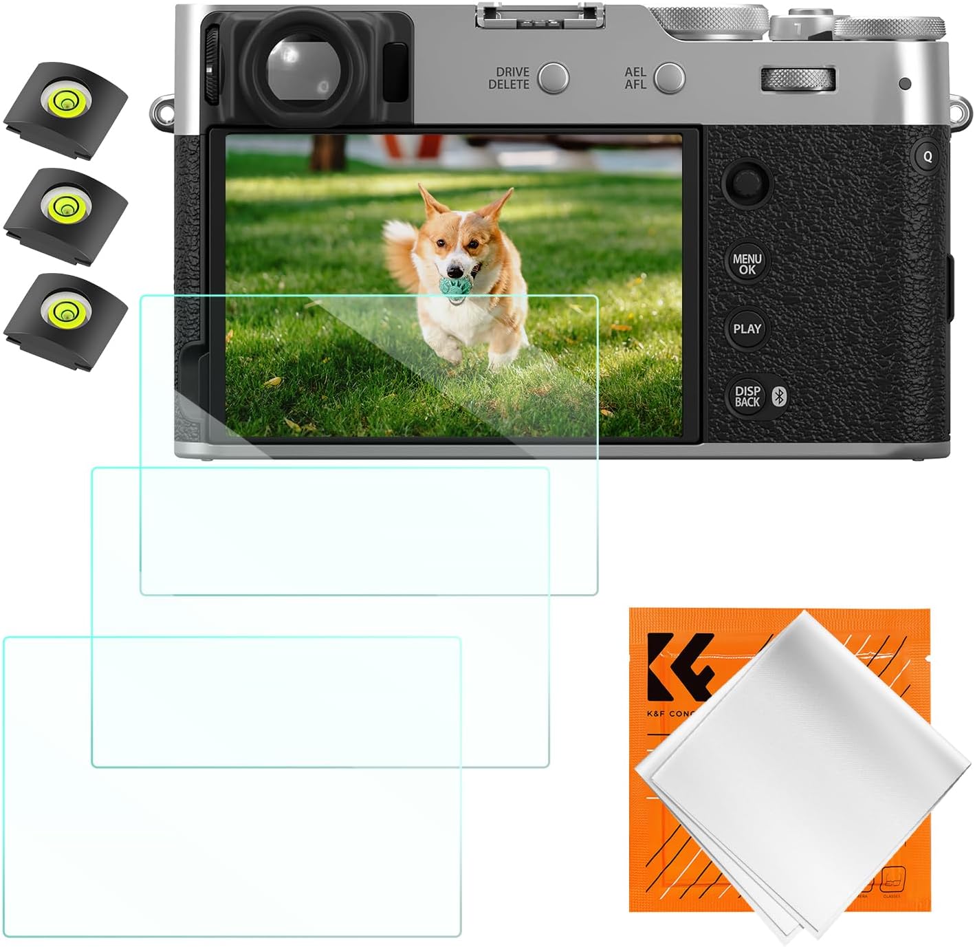 K And F Concept camera screen protector three pack retail box front view