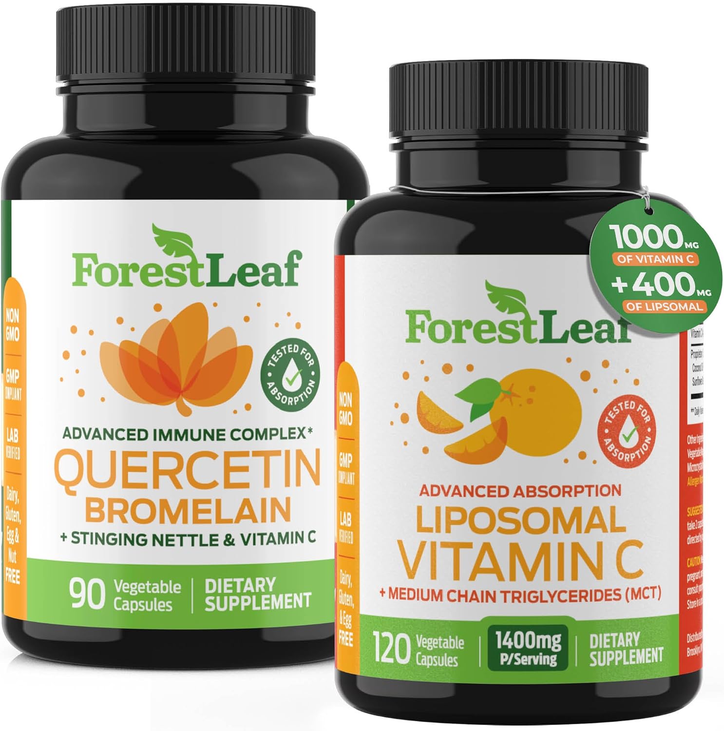 ForestLeaf Immune Support Supplement with Vitamin C + Quercetin for Immunity - Immune Boosters for Adults with Liposomal VIT C, Quercetin & Stinging Nettle - 2 in 1 Immune System Defense Booster - Image 1