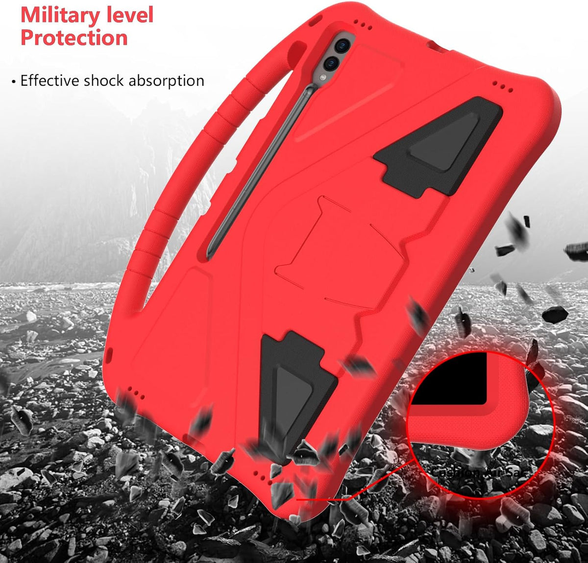 UUcovers red EVA case shown with child holding the non-slip handle