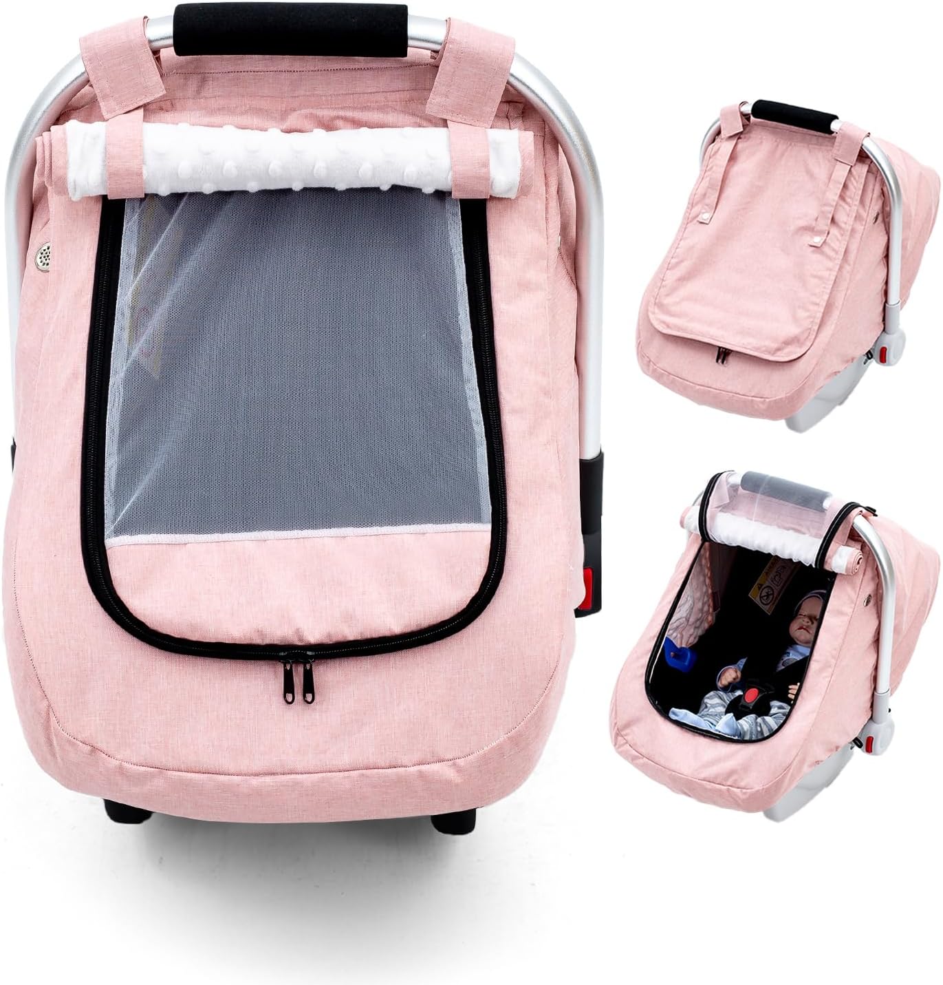Kaseeous waterproof baby car seat cover front view protecting infant carrier from rain