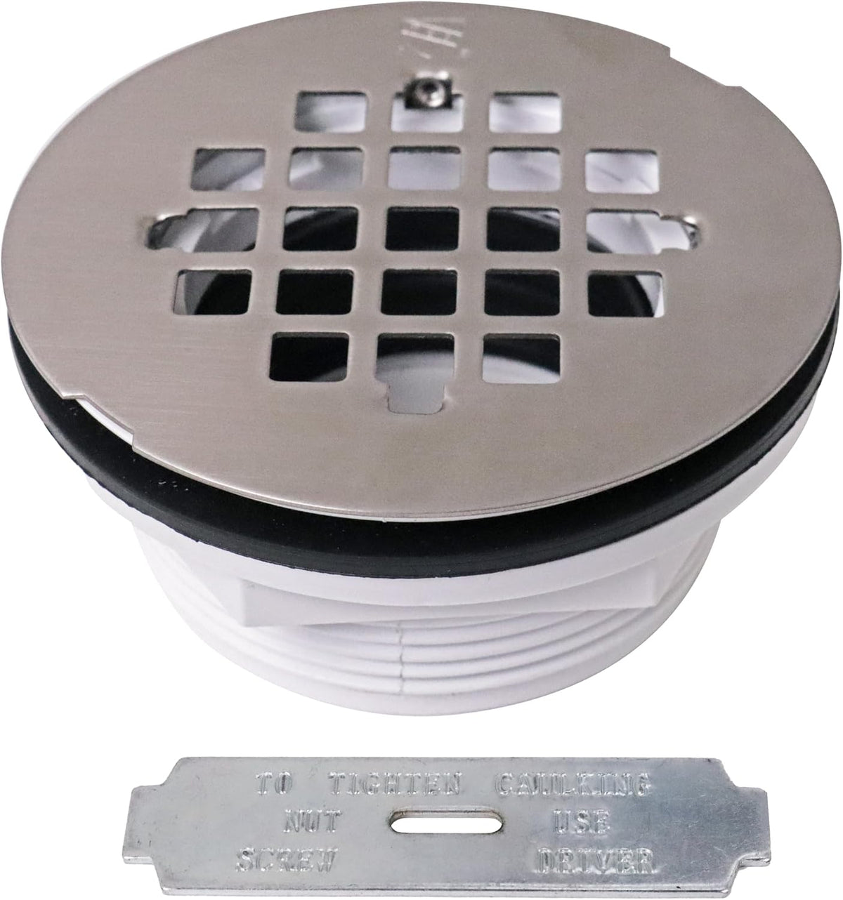 Westbrass D206P-01 2" No-Caulk PVC Compression Shower Drain with 4-1/4" Round Grid Cover, Polished Brass - Image 15